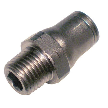 Push-Fit Adapter Fitting, 5/32 in Tube Size, Brass, Silver