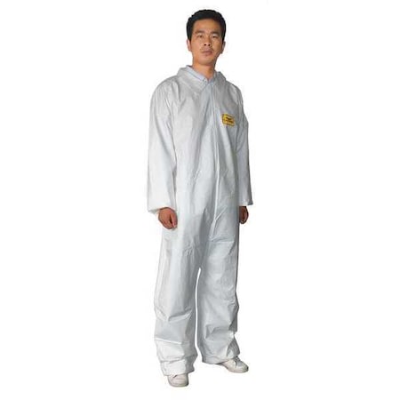 Collared Disposable Coveralls, Xl, White, zipper