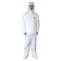Hooded Disposable Coveralls, 3XL, White, zipper