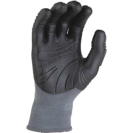 Coated Gloves, Thermoplastic Rubber Palm, L, Gray