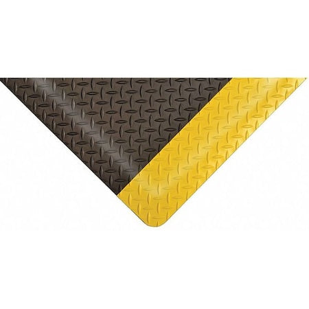 Antifatigue Mat, 5 ft. L x 3 ft. W, 1" Thickness, Nitrile Rubber, Diamond Plate, Black/Yellow