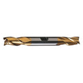 3-Flute HSS Center Cutting Square Double End Mill Cleveland HD-3-TN TiN 3/16x3/8x1/2x3-1/4