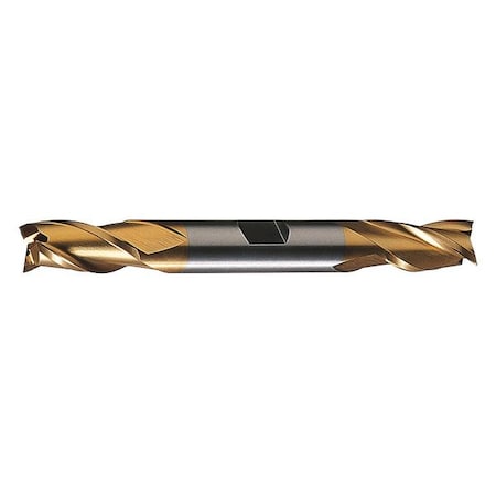3-Flute HSS Center Cutting Square Double End Mill Cleveland HD-3-TN TiN 3/16x3/8x1/2x3-1/4