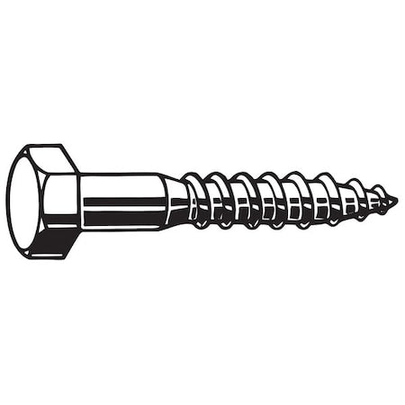 Lag Screw, 5/8 in, 3 in, Steel, Zinc Plated Hex External Hex Drive, 25 PK