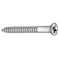 Wood Screw, #10, 2-1/4 in, Zinc Plated Steel Flat Head Phillips Drive, 100 PK