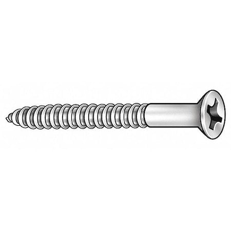 Wood Screw, #7, 1-1/2 in, Zinc Plated Steel Flat Head Phillips Drive, 100 PK
