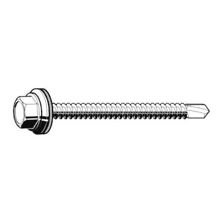Self-Drilling Screw, #10 x 5/8 in, Zinc Plated Steel Flange Hex Head External Hex Drive, 100 PK