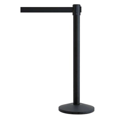 Barrier Post with Belt, Black, 7 1/2 ft Length, 39 in Post Height, No Legend
