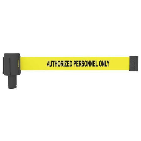 Retractable Belt Head, Yellow, 15 ft Length, Authorized Personnel Only, Matte