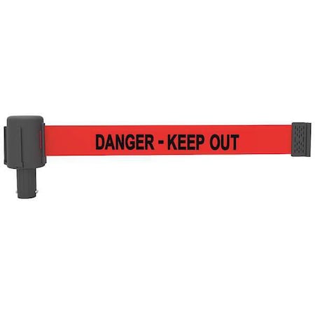 Retractable Belt Head, Red, 15 ft Length, Danger Keep Out, Matte
