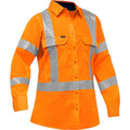 Women's Hi-Vis Long Sleeve Button Front Shirt, 3, R, Cotton, Polyester, Ripstop, Orange, M