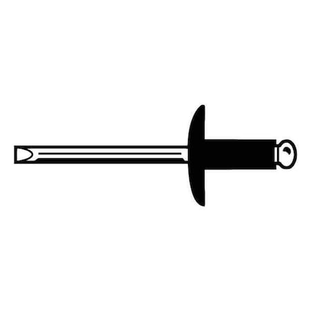 Blind Rivet, Large Flanged Head, 3/16 in Dia., 1-13/64 in L, Steel Body, 250 PK
