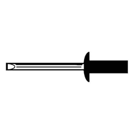 Blind Rivet, Dome Head, 3/16 in Dia., 15/32 in L, Aluminum Body, 250 PK