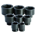 3/4" Drive Impact Socket Set, SAE, 8pcs, Impct Skt St,Stl,Blk Oxd,1 1/16-2 3/8 in