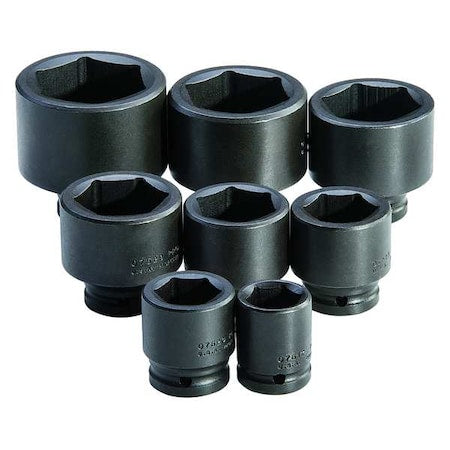 3/4" Drive Impact Socket Set, SAE, 8pcs, Impct Skt St,Stl,Blk Oxd,1 1/16-2 3/8 in