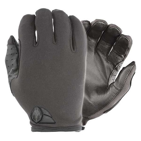 Tactical Glove, leather Palm, 8-1/2" Length, Slip-On Cuff, Full Finger, Unlined Lining, Black