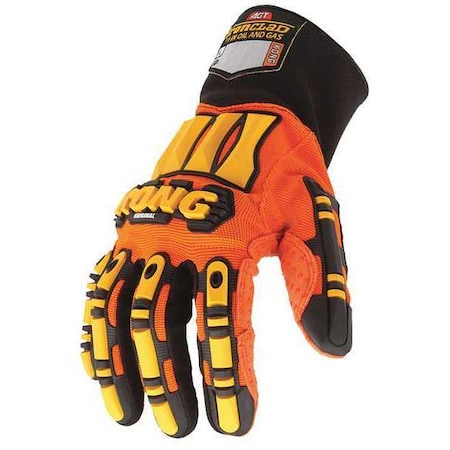 KONG(R) Mechanics Gloves, Synthetic Leather/PVC Dots Palm, Nylon Back, XL, Orange