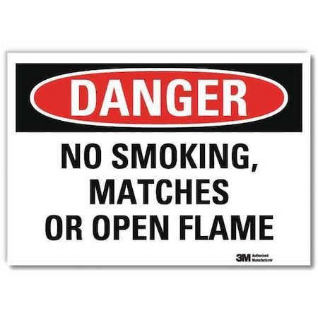 Danger No Smoking Sign, 5 in H, 7 in W, Reflective Sheeting, Horizontal Rectangle,U3-1865-RD_7X5