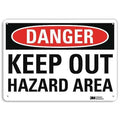 Danger Sign, 10 in Height, 14 in Width, Aluminum, Horizontal Rectangle, English