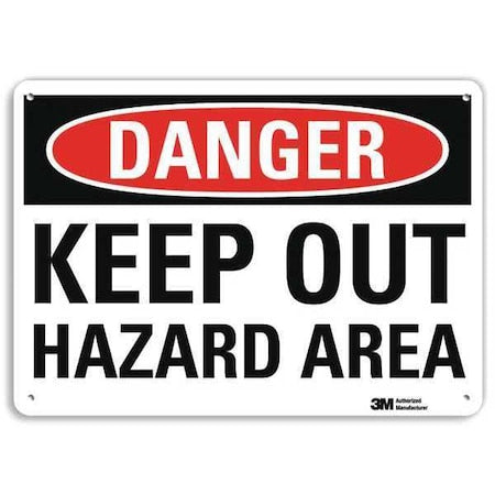 Danger Sign, 10 in Height, 14 in Width, Aluminum, Horizontal Rectangle, English
