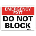 Exit Sign, Recycled Plastic, 14" W, 10" H, Emergency Exit Do Not Block, White