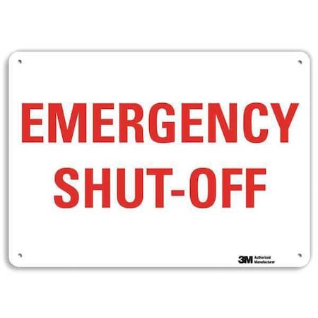 Emergency SHUT-OFF, 10 in x 14 in, Horizontal Rectangle, Aluminum, U7-1140-NA_14x10