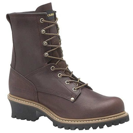 Men's Logger Boot, 8 1/2 D, Steel Toe, 8 in H, Brown, 1821