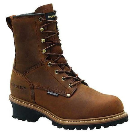 Men's Logger Boot, 9 EE, Steel Toe, 8 in H, Brown, CA5821