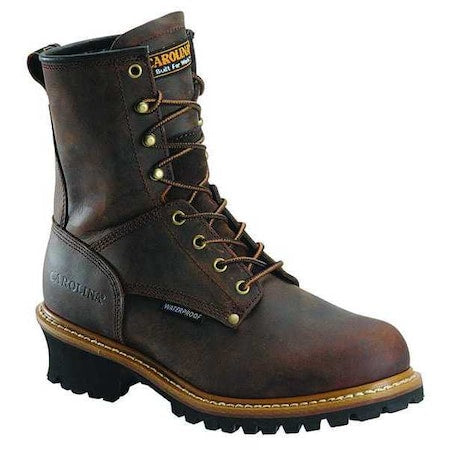 Men's Logger Boot, 9 1/2 EE, Steel Toe, 8 in H, Brown, CA9821