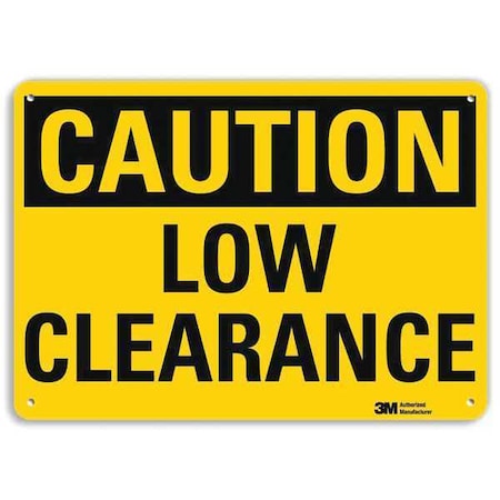 Caution, Low Clearance, 10 in x 14 in, Horizontal Rectangle, Aluminum, U4-1512-RA_14X10