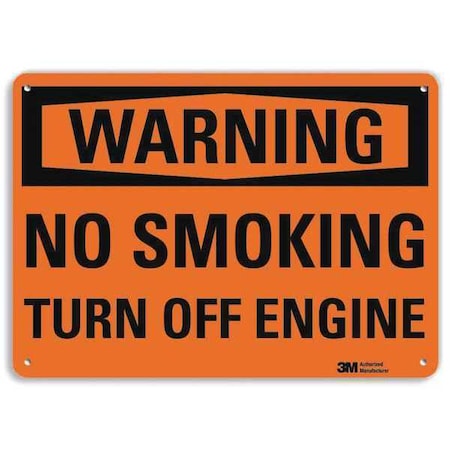 Warning, Turn Off Engine, 14 in W x 10 in H, Horizontal Rectangle, Aluminum