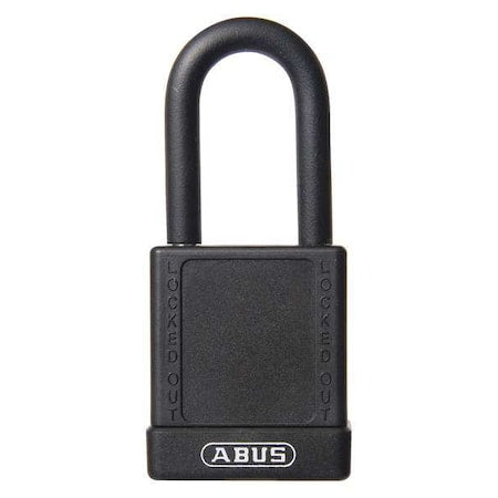 Lockout Padlock, Keyed Alike, Plastic-Covered Aluminum, Black, 1 1/2 in Shackle Height