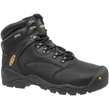Men's 6-Inch Work Boot, 9 1/2 D, Steel Toe, 6 in H, Black, 1011357