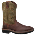 Men's Western Boot, Steel Toe, Leather Upper, EVA, Rubber Outsole, Pull On, Brown, 9 1/2 D