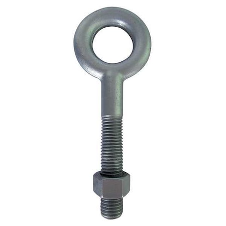Eye Bolt Without Shoulder, 1/2"-13, 3-1/4 in Shank, 1 in ID, Steel, Galvanized