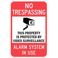 No Trespassing This Property Protected By Video, 18 in x 12 in,   Aluminum, T1-1085-HI_12x18