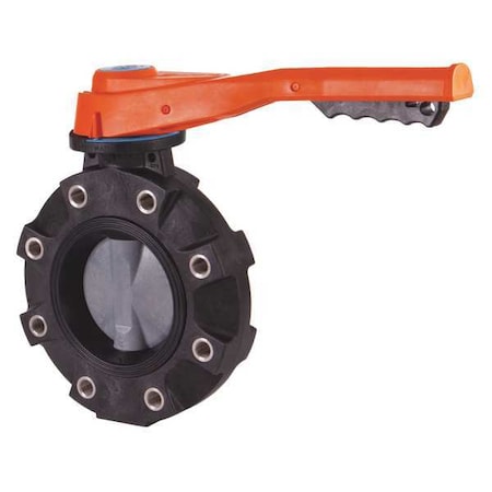 Butterfly Valve, 6", CPVC/EPDM, Lever Handle, 316-SS Lugs