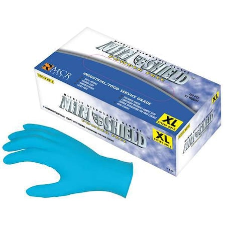 NitriShield 6015, Disposable Gloves, 4 mil Palm, Nitrile, Powder-Free, S (7), 100 PK