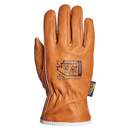 Multipurpose Leather Glove, Goatskin, 10" Length, Tan, Size 2XL (11)