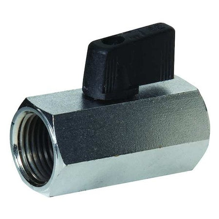 1/4" FNPT Nickel Brass Mini Ball Valve Inline