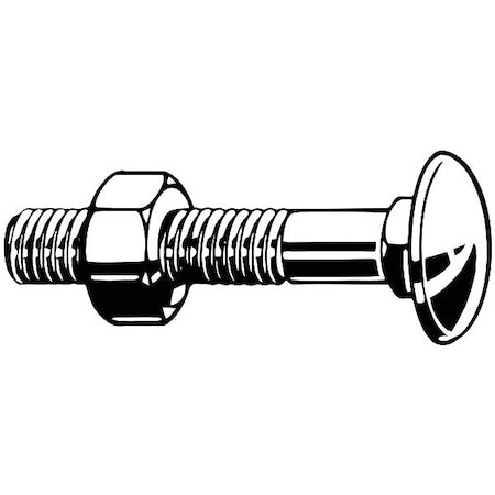 Carriage Bolt, Square Neck, M16x2.00, 100 mm L, Steel, Class 4.6, Zinc Plated, 10 PK