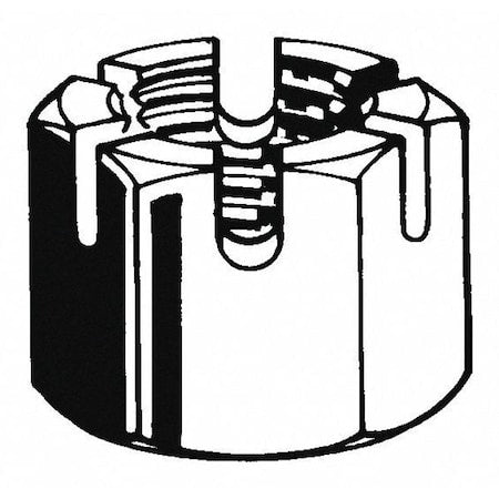 1"-8 Grade 8 Plain Finish Carbon Steel Round Slotted Castle Nut, 5 pk.