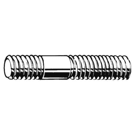 Double-End Threaded Stud, M20-2.5mm Thread to M20-2.5mm Thread, 125 mm, Steel, Plain, 10 PK