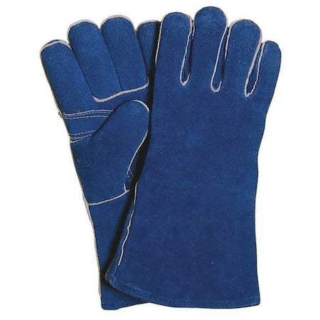 Cowhide Leather Stick Welding Gloves, Straight Thumb, Blue, Size XL, 1 Pair