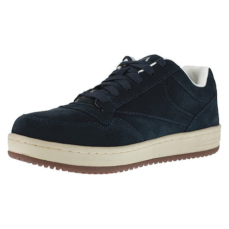 Men's Athletic Shoe, Steel Toe, Suede Upper, Rubber Outsole, Lace Up, Navy Blue, 8 1/2 W
