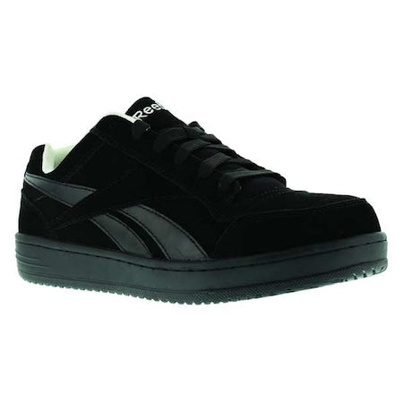 Men's Athletic Shoe, Steel Toe, Suede Upper, Rubber Outsole, Lace Up, Black, 6 W