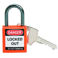 Lockout Padlock, Keyed Different, Nylon, Orange, 1 in Shackle Height, 1 3/16 in Body Width, 6 PK