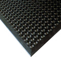 Antifatigue Mat, Mini Diamond Studded Top, 3 ft x 10 ft, 1/2 in Thick, Beveled Edge, Natural Rubber