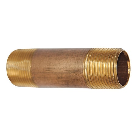 3/4" MBSPT x MNPT x 2" TBE Red Brass Pipe Nipple Sch 40