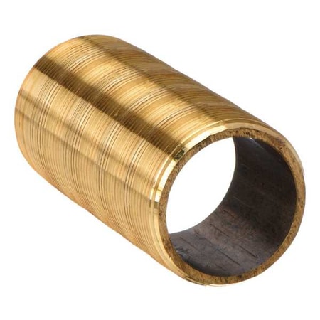 1/2" MNPT x 1-1/8" TBE Red Brass Pipe Nipple Sch 80